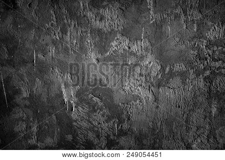 Texture Of Gray Plaster, Background Photo, Copy Space