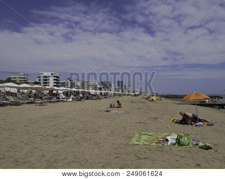 8 July 2018-jesolo-italy-the Beautiful Beach Of Jesolo In Veneto