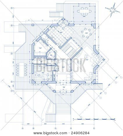 piano casa: blueprint vettoriale. Bitmap copiare mio vector ID 14377873