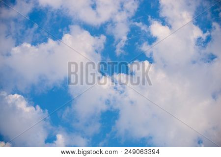 Blue Sky And White Clouds. Scenic Skyview