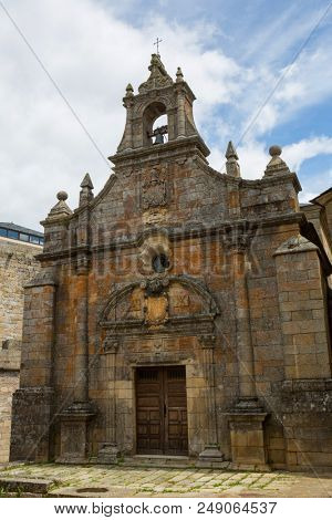 Puebla de Sanabria, Spain - May 30, 2018: Old Church of Puebla de Sanabria, Castilla y Leon, Spain