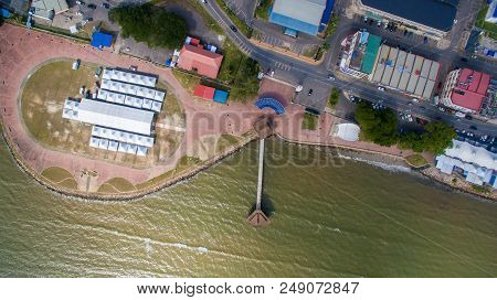 Aerial View From The Top Of The Esplanade In Sipitang Town,sabah Borneo,malaysia.sipitang Is A Borde