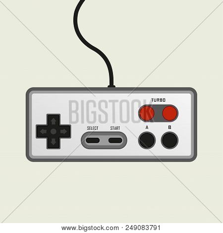 Game Controller. Retro Video Game Controller In Flat Style. Vector Illustration.