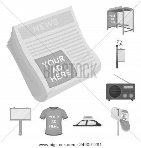 Production Of Advertising Monochrome Icons In Set Collection For Design. Advertising Equipment Vecto