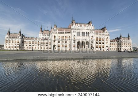 The Hungarian Parliament Building On Kossuth Square In Budapest, Hungary