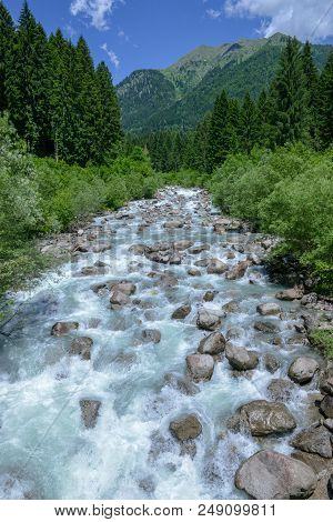 River Flowing In The Adamello Brenta Natural Park