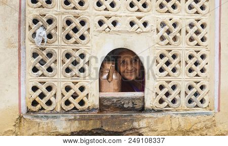 Jaipur, India - Jul 27, 2015. A Woman Selling Water At Old Palace In Jaipur, India. Jaipur Is The Ca