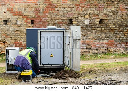 Electric Technical Repairing Street, Electrician At Work