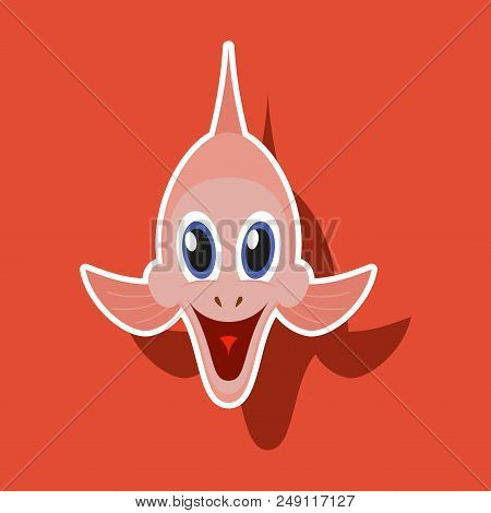 Realistic Paper Sticker On Theme Funny Animal Fish