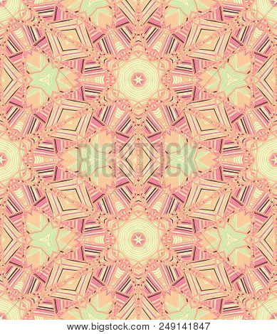 Vector Seamless Ethnic Pattern With Axial Symmetry. Can Be Used For Fabric, Textile, Packaging Paper