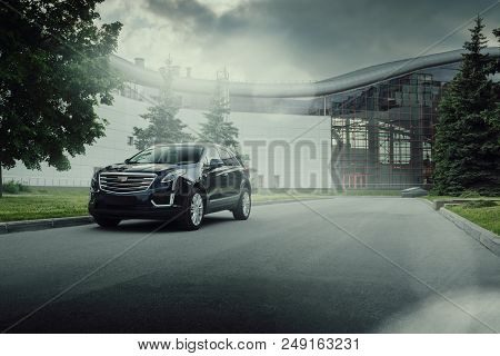 Moscow, Russia - May 22, 2018: Cadillac Xt5 Car Is Parked At Vdnh Territory In Moscow