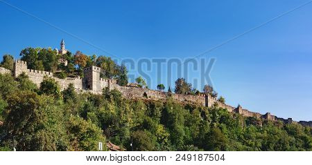 Medieval Ruins Of Tsarevets Fortress On Tsarevets Hill And Patriarchal Cathedral On The Top Of Hill,