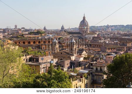 Skyline Of Rome, Italy. Rome Architecture And Landmark. Rome Cityscape