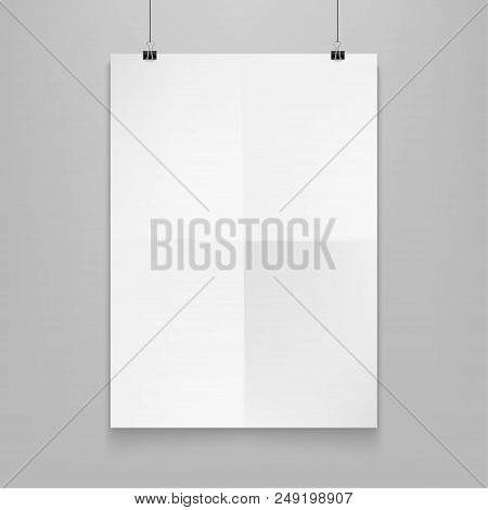 Stock Vector Illustration Realistic Mockup Poster White Horizontal. Isolated On A Gray Background Ep