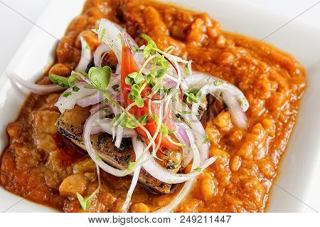 Carapulcra - Peruvian Cuisine Stew Of Pork And Dehydrated Potatoes, With Peanuts