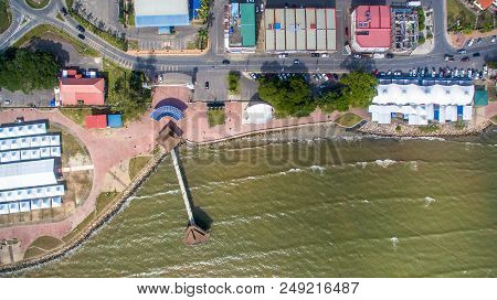 Aerial View From The Top Of The Esplanade In Sipitang Town,sabah Borneo,malaysia.sipitang Is A Borde