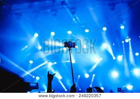 Novokuzneck, Russia - 07.07.2018: People At The Concert To Stand In Front Of The Stage