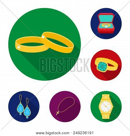 Jewelry And Accessories Flat Icons In Set Collection For Design.decoration Vector Symbol Stock  Illu
