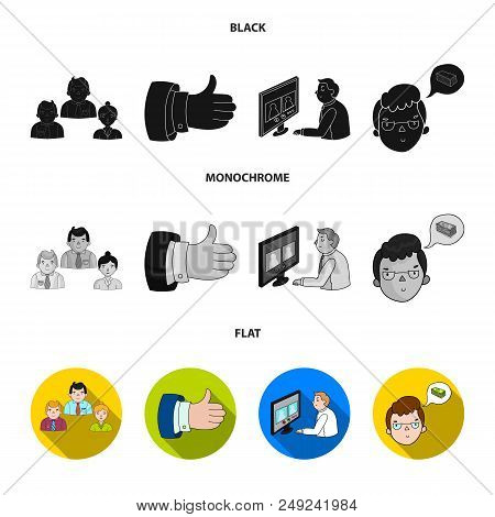 Videoconference, Business Thoughts, A Badge Of Okay.bizneskonferentsiya And Negotiations Set Collect