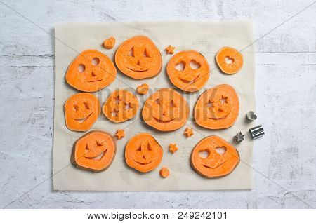 Sweet Potato Carving Funny Faces, Halloween Symbol, Creative Food