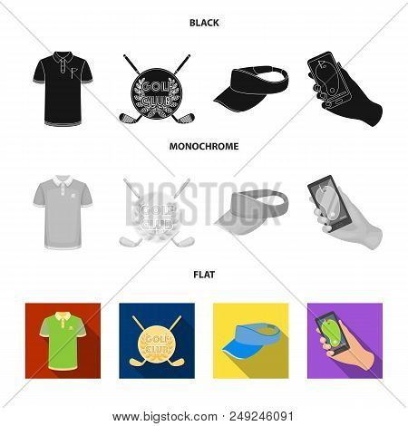 Emblem Of The Golf Club, Cap With A Visor, Golfer Shirt, Phone With A Navigator.golf Club Set Collec