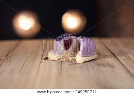 Cake On Wooden Chair On A Dark Background