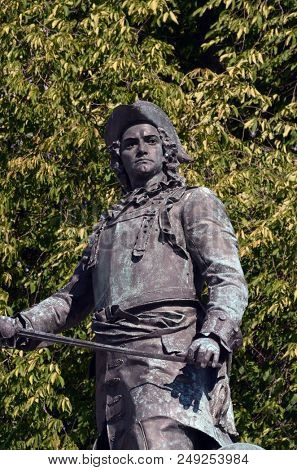Statue of Admiral Peter Tordenskjold .Landmark of Oslo.June 16. 2018. Oslo,Norway