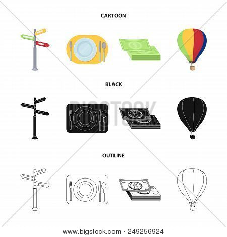 Vacation, Travel, Pointer, Way, Navigation .rest And Travel Set Collection Icons In Cartoon, Black, 