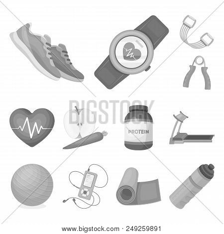 Gym And Training Monochrome Icons In Set Collection For Design. Gym And Equipment Vector Symbol Stoc