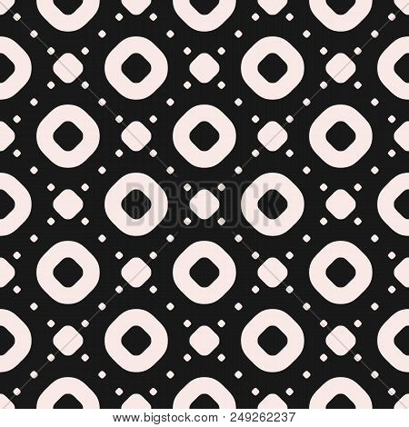Vector Seamless Pattern With Circles And Dots. Simple Funky Geometric Dotted Texture, Staggered Grid