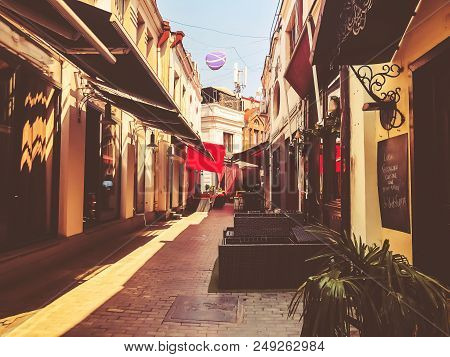 Tbilisi, Georgia - July 10, 2018: Outdoor Cafes In The Shardeni Street Of Old Town Tbilisi, Georgia