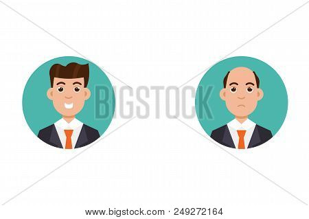 Hair Stages Loss. Types Of Baldness On Male Head Vector.