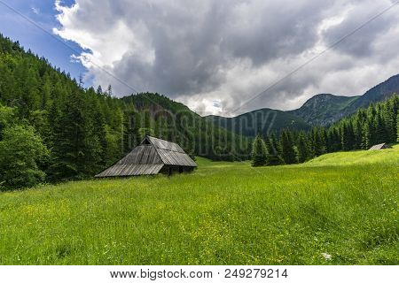 Old Huts On The Jaworzynka Valley. Tatra Mountains. Poland.