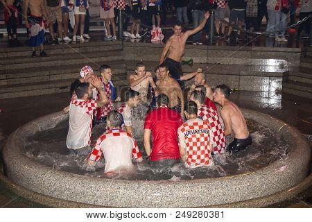 Zagreb, Croatia - July 11 Croatian Football Fans After The Match Of Croatia Vs England 2018 Fifa Wor