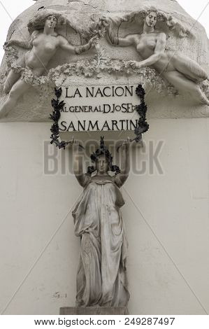 Detail Of General Jose De San Martin Equestrian Statue By Mariano Benlliure In Lima, Peru