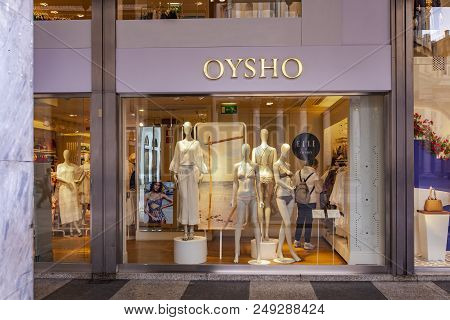 Milan, Italy - April 24, 2017: Detail Of Oysho Store In Milan, Italy. Oysho Is A Spanish Clothing Re