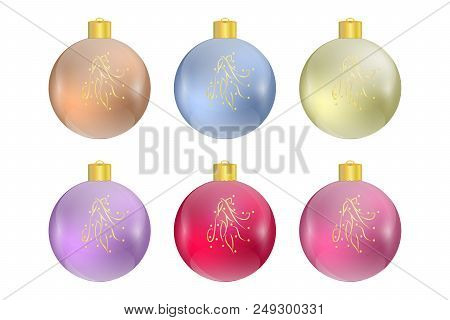Colorful Christmas Balls. Set Of Isolated Realistic Decorations. Vector Illustration.