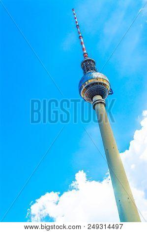 Berlin, Germany, May 25, 2015: Tv Tower In Berlin In Germany Close-up
