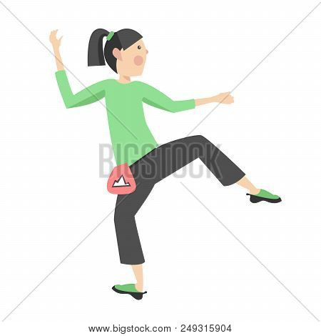 Vector Ilustration With A Climbing Young Woman.