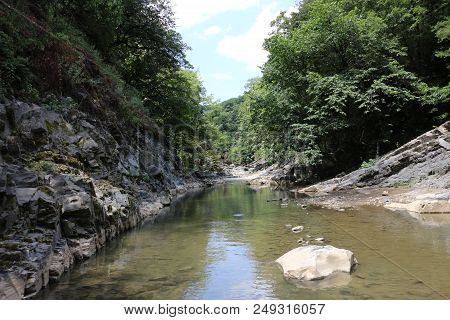 Beautiful Coast Of The Vilyash River In Azerbaijan In Summer