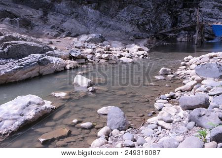 Beatiful Coast Of The Vilyash River In Azerbaijan In Summer