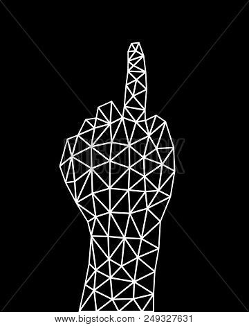 Low Poly Hand Geture, Number One Hand Symbol, Line Drawing, Vector Illustration
