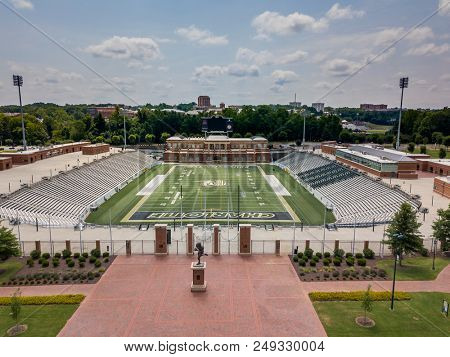 July 13, 2018 - Charlotte, North Carolina, USA: Aerial views of the University of North Carolina at Charlotte.  Established in 1946, UNCC is a growing campus with over 29,000 students.