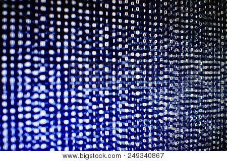 Blue Binary Code. Blocks Of Binary Data. Blockchain Concept. Blue Background With Computer Digital B