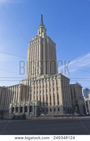 Moscow, Russia - March 3, 2018: The Building Of The Leningradskaya Hotel In Moscow
