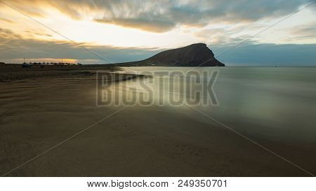 Beach Tejita And Special Nature Reserve Red Mountain, Tenerife, Spain. Photography With Long Exposur