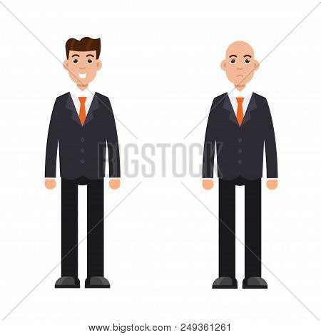 Hair Stages Loss. Types Of Baldness On Male Head Vector.