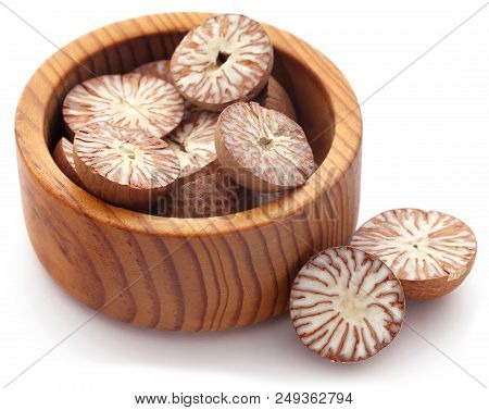 Closeup Of Betel Nut Over White Background