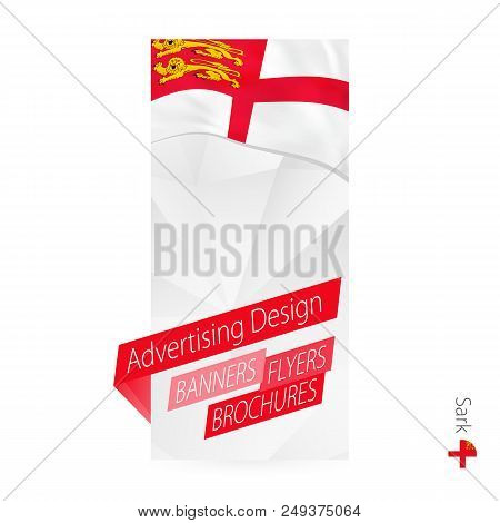 Vector Abstract Banner Template For Sark. Advertising Template With Flag Of Sark.