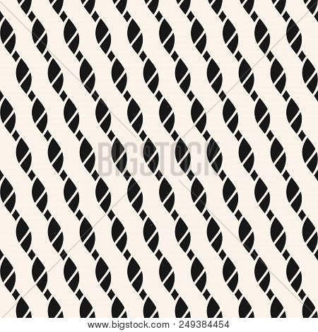 Seamless Pattern With Ropes, Stripes, Diagonal Lines. Abstract Black And White Geometric Texture. El